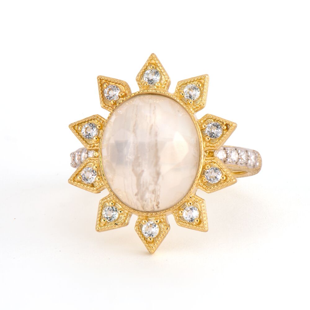 Moonstone Cross Opening Rings ４点セット Moroccan Moonstone Sunburst Ring | JudeFrances