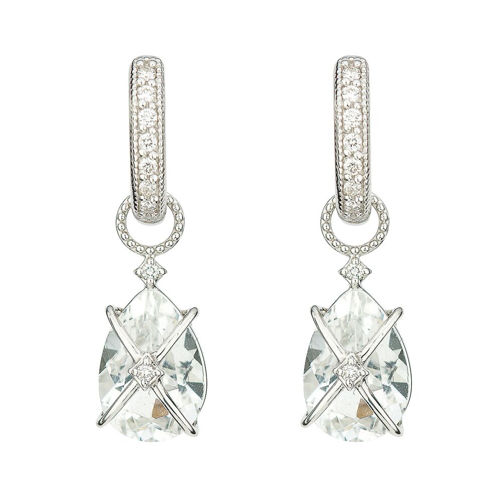 アクセサリー Pear Shaped Stone Ear Charms Tiny Criss Cross Wrapped Pear Stone Earring Charms | JudeFrances