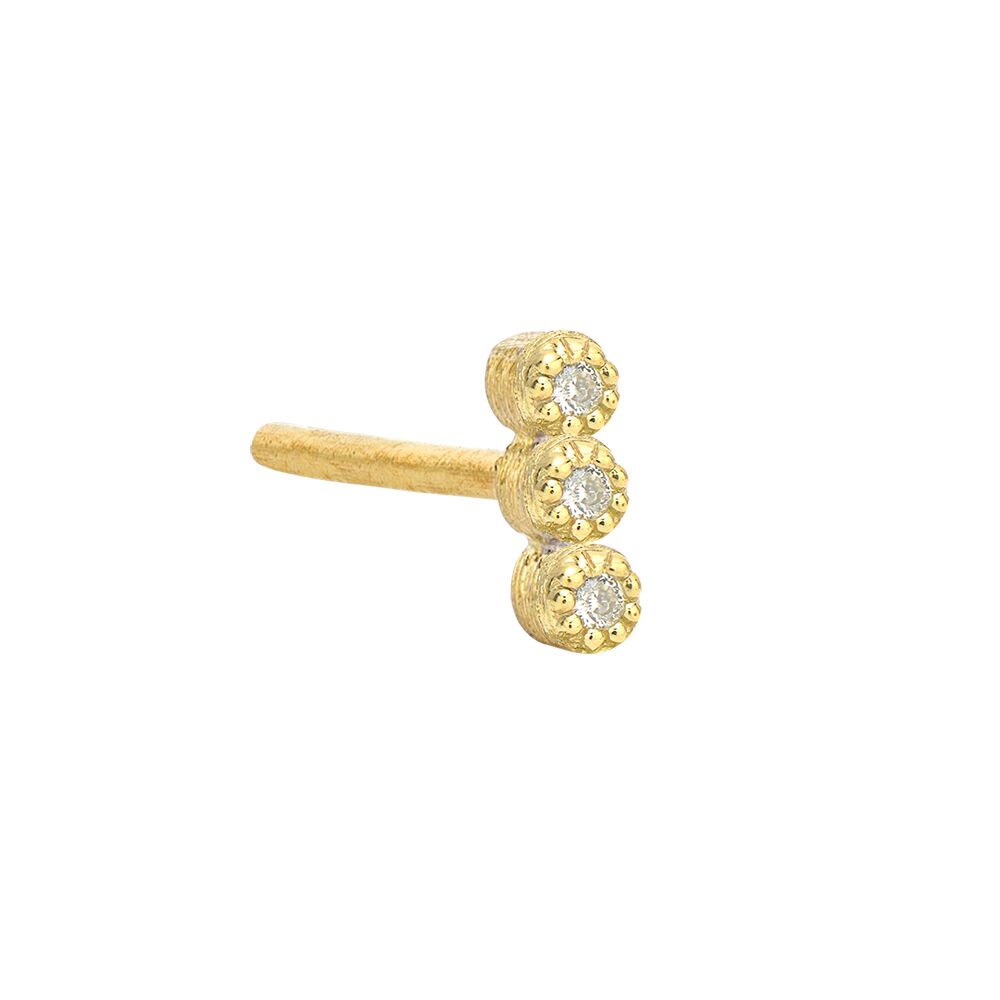 Petite Tiny Three Diamond Stud Earring