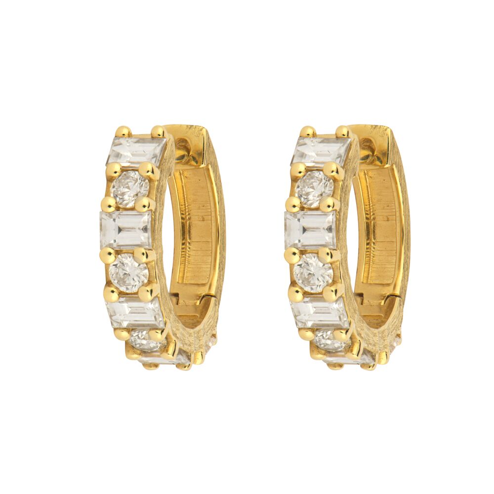 Michelle Hoop Earrings With Alternating Pave Diamonds