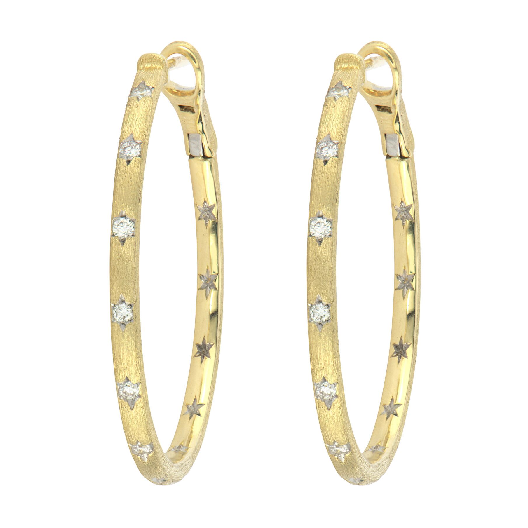 Harper Hoop Earrings With Star Diamond Pattern