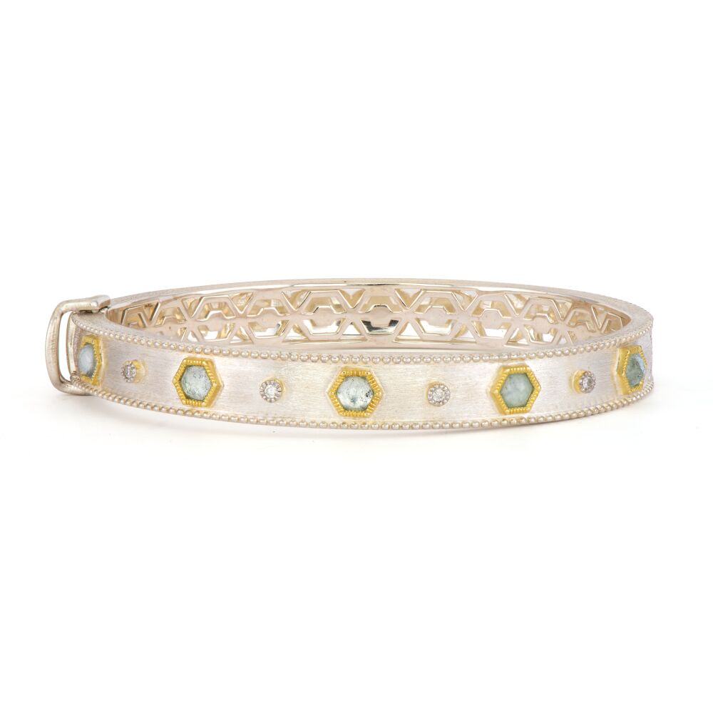 Mixed Metal Provence Hexagon Gemstone Bangle