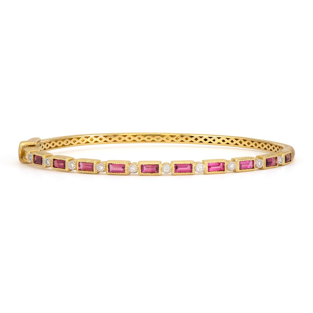 Provence Round Diamond And Stone Baguette Bangle