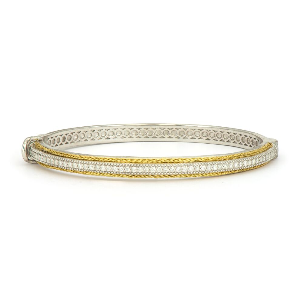 Mixed Metal Pave Woven Rope Bangle