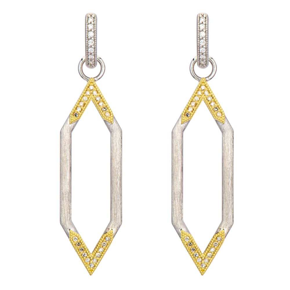 Mixed Metal Elongated Hexagon Earring Charms