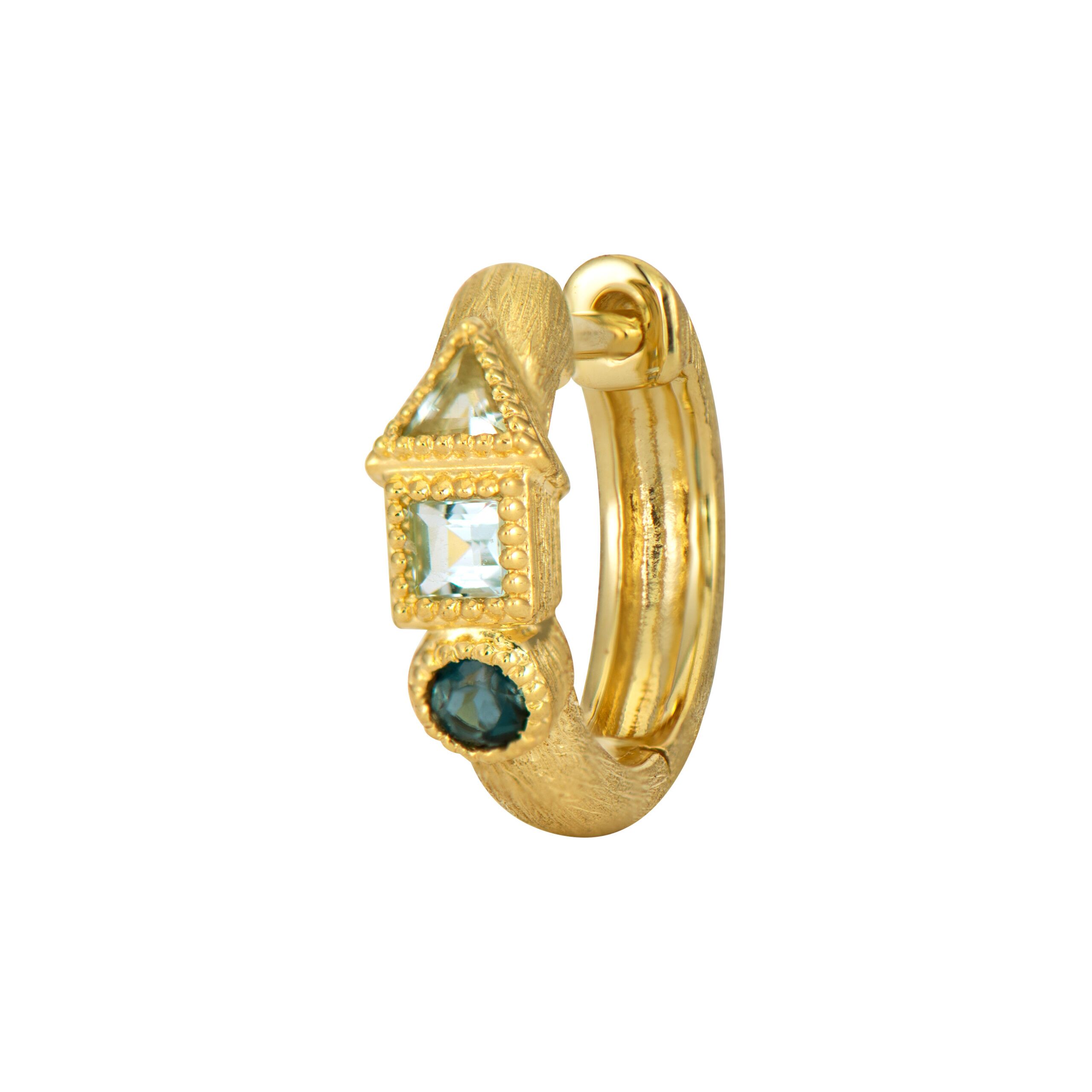 Petite Geometric Stones Hoop Earring