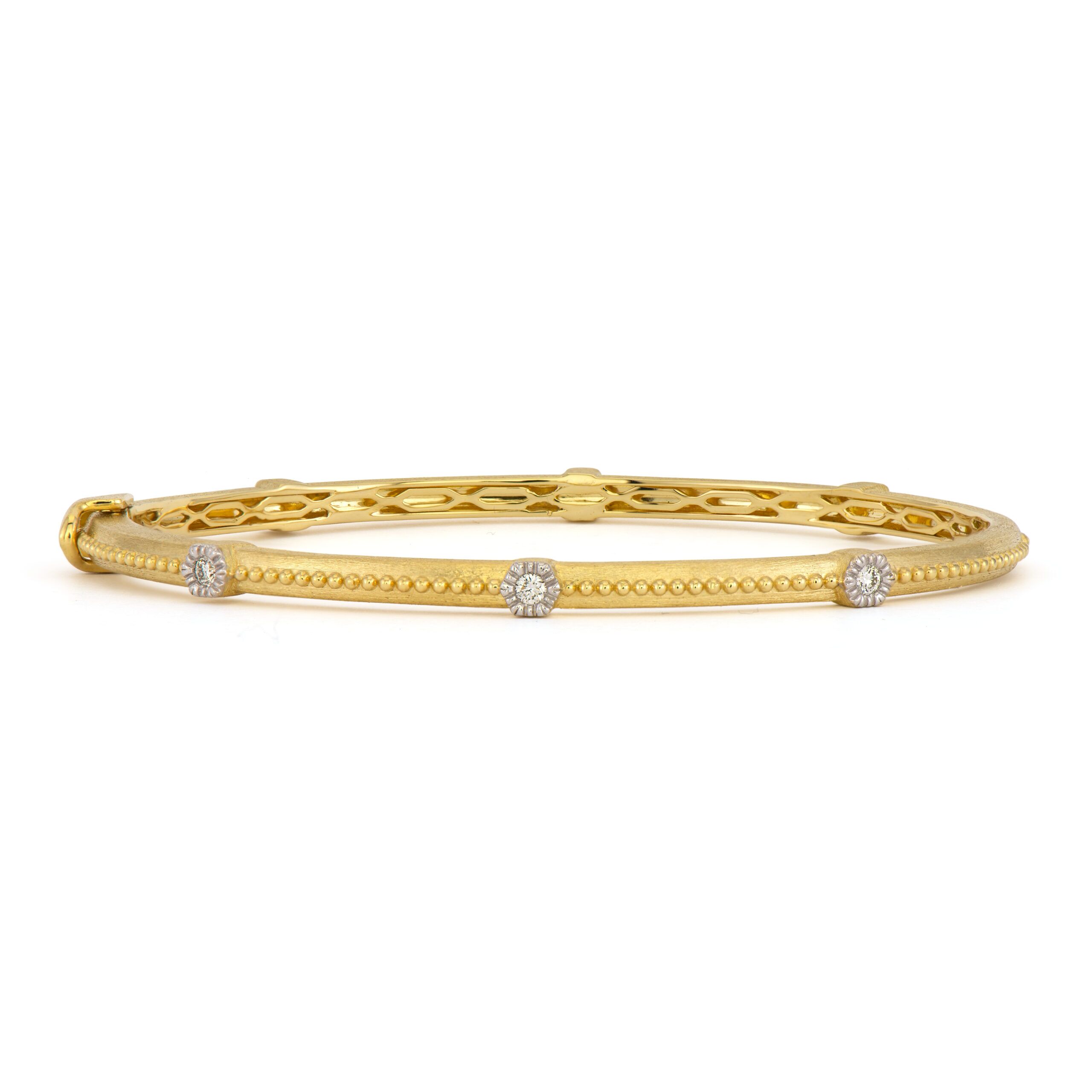 Provence Beaded Trimmed Bangle with Pave White Diamonds