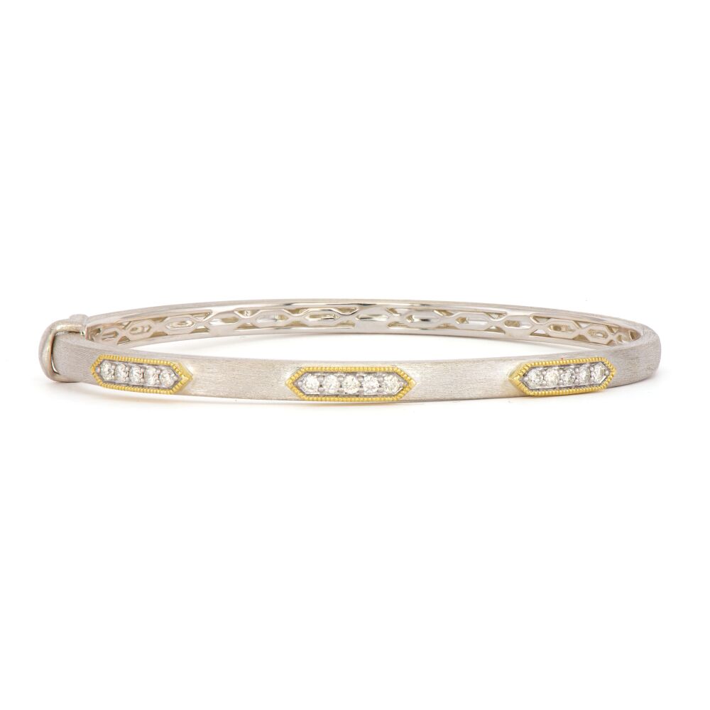 Mixed Metal Diamond Hexagon Bangle