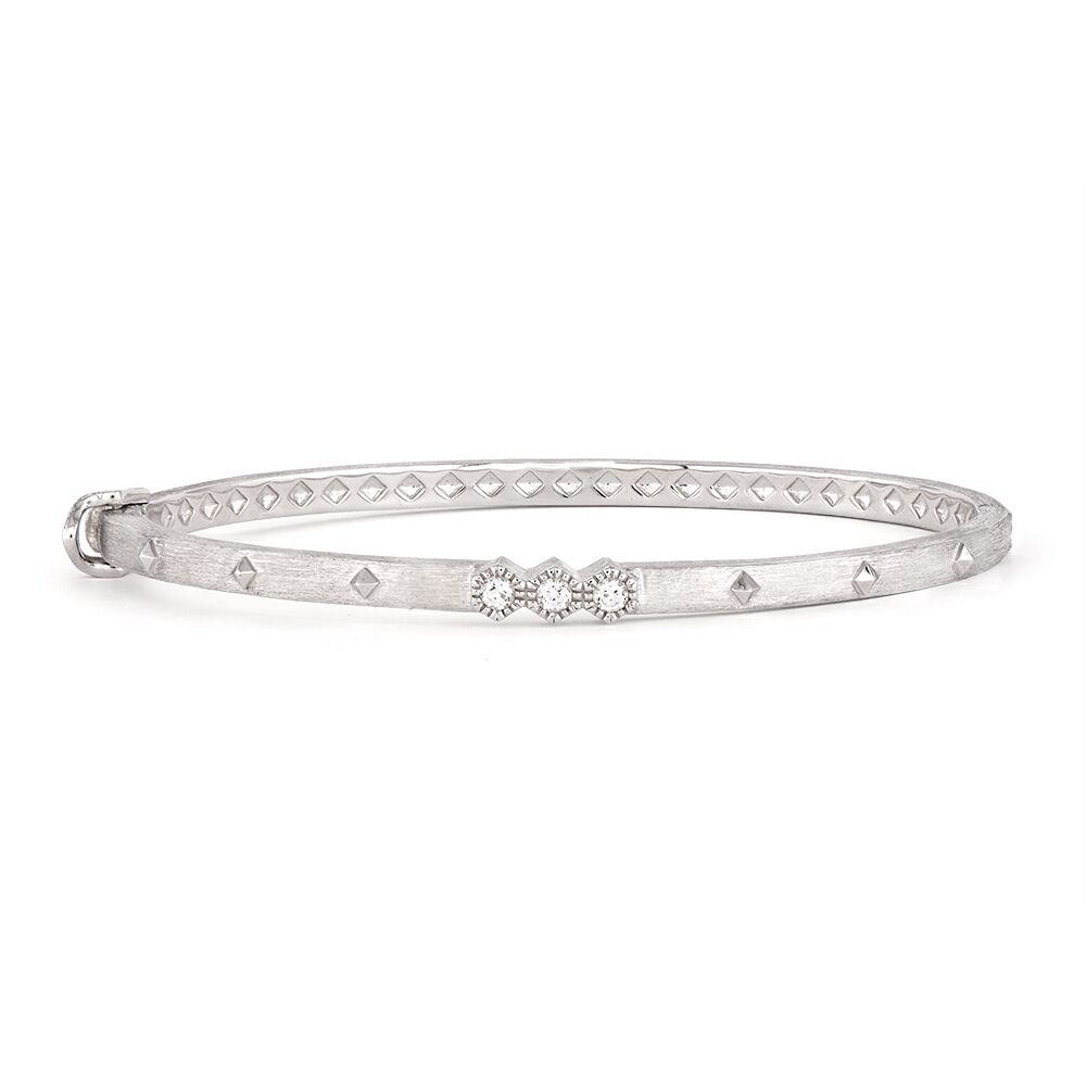 Sterling Silver White Topaz Hexagon Bangle