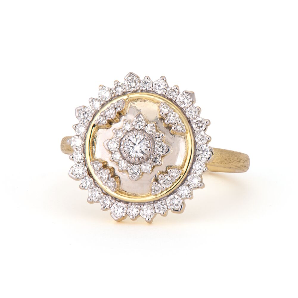 The Roman Mixed Metal Emperor Floral Shield Ring