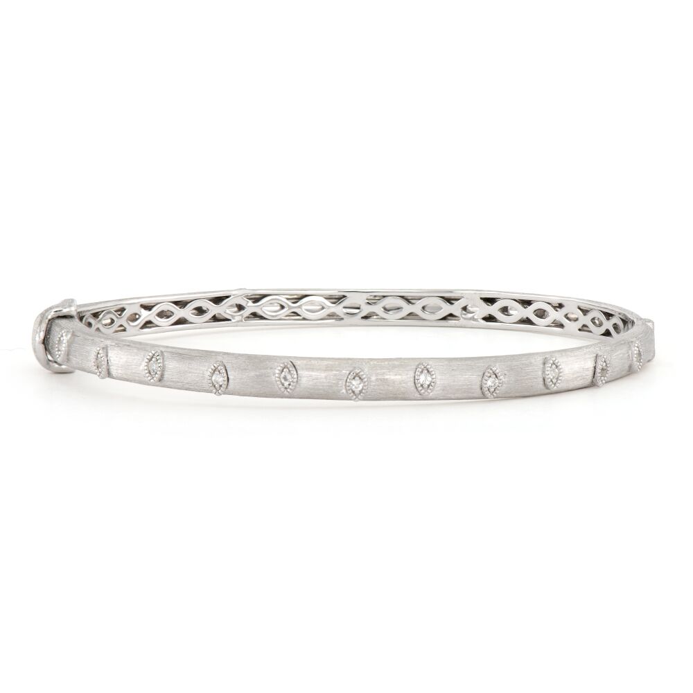 Sterling Silver Staggered Marquise Bangle